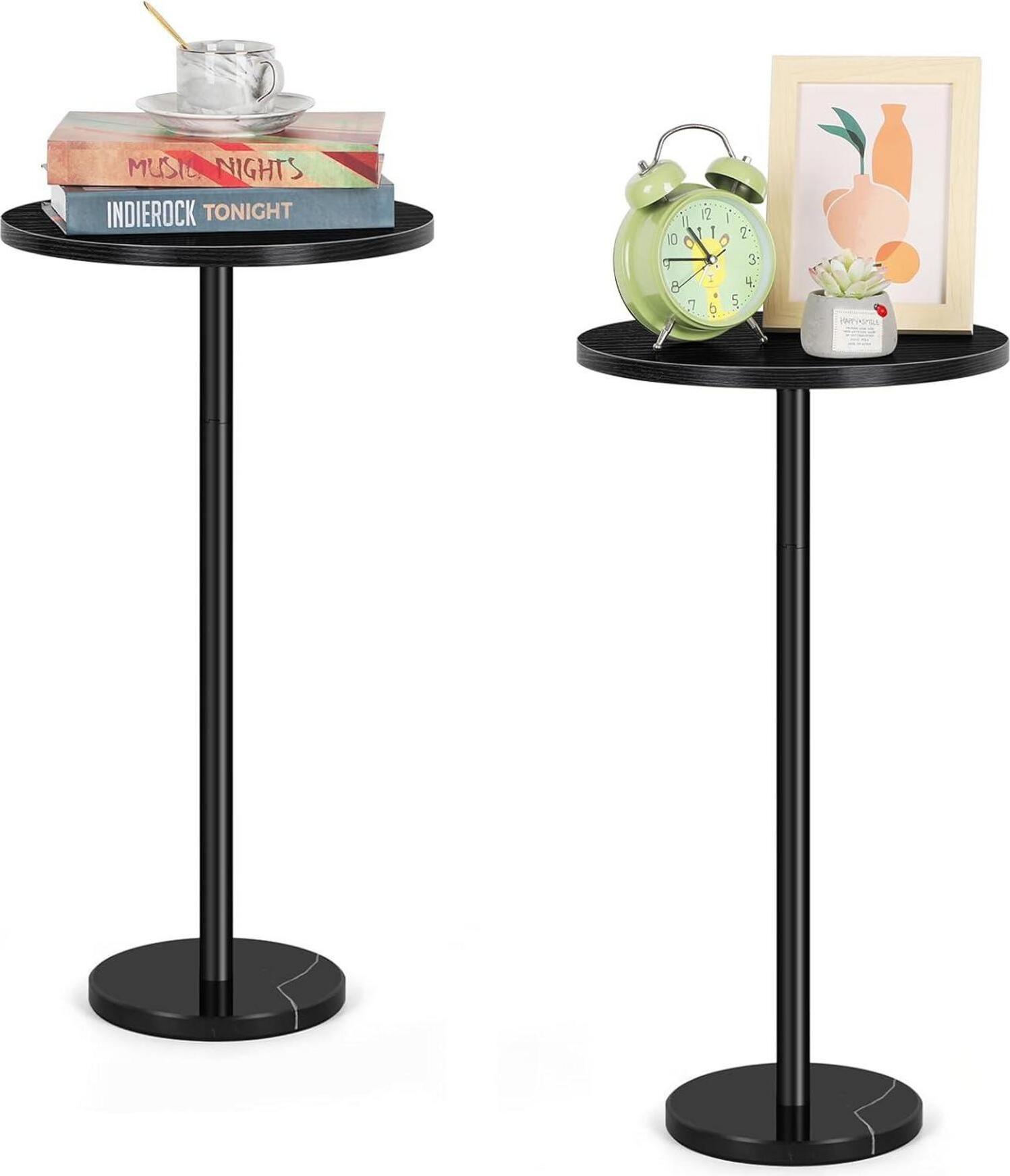 Sonstige Kleiner runder Beistelltisch Marmorsockel Schwarz 2er-Set 32CM