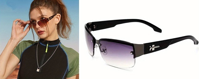 GKA Damen Sonnenbrille mit Farbverlauf und Halbrahmen Brille UV 400 mit Strasssteinen und Verzierungen