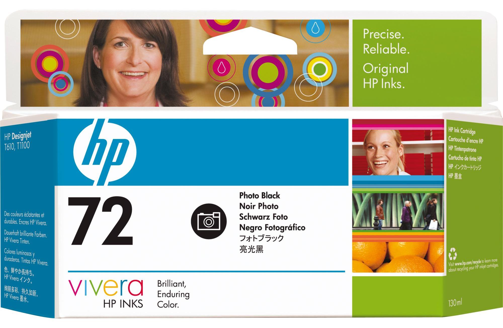 HP 72 Fotoschwarz Druckerpatrone, 130 ml, HP DesignJet T610-Druckerserie, T620-Druckerserie, T770-Druckerserie, T1100-Druckerserie,..., Thermal Inkjet, Schwarz, Business, Singapur, 202 mm C9370A
