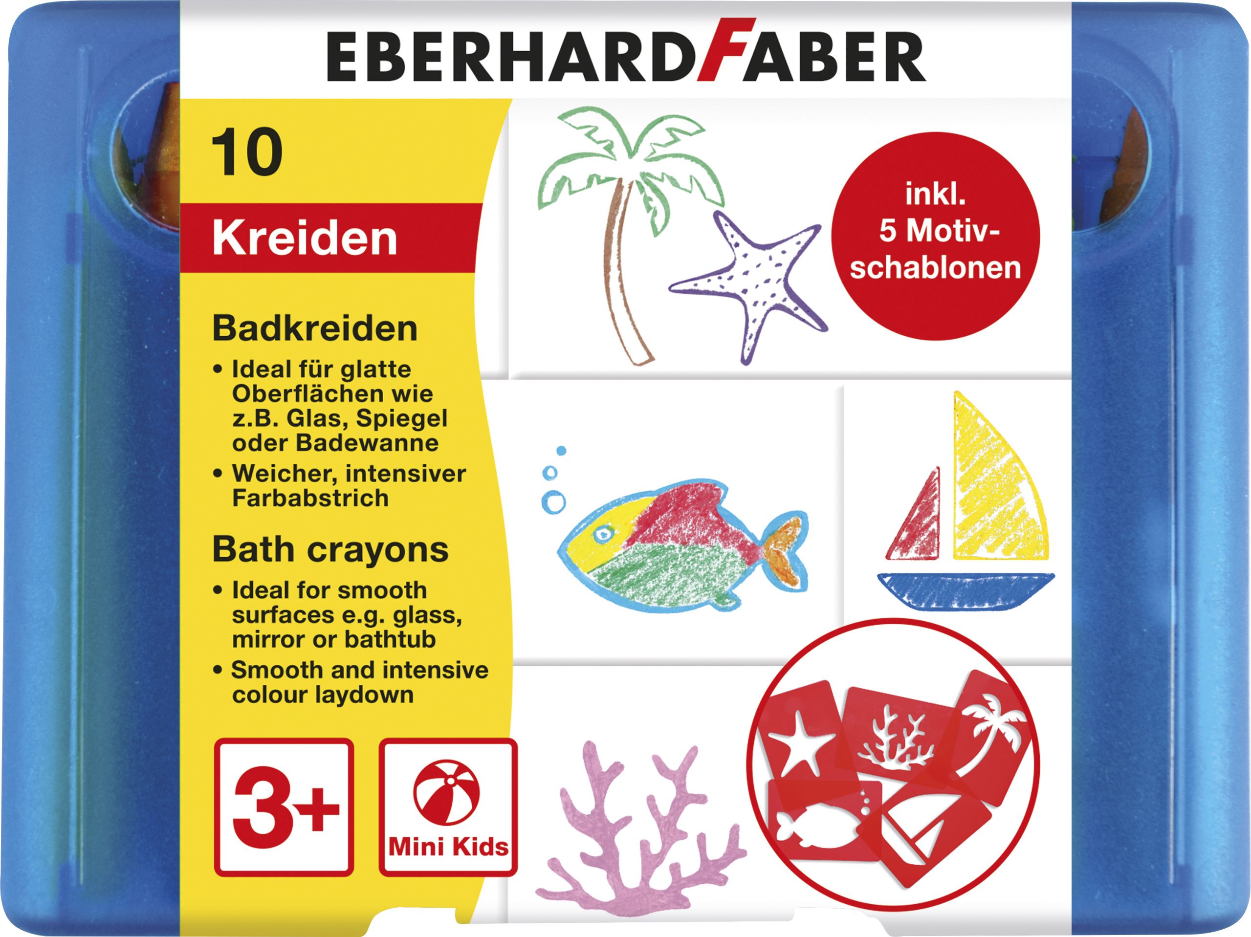 Eberhard Faber 20 Wachsmalstift Badkreide   20er Etui inkl. 20  Motivschablonen, sortiert