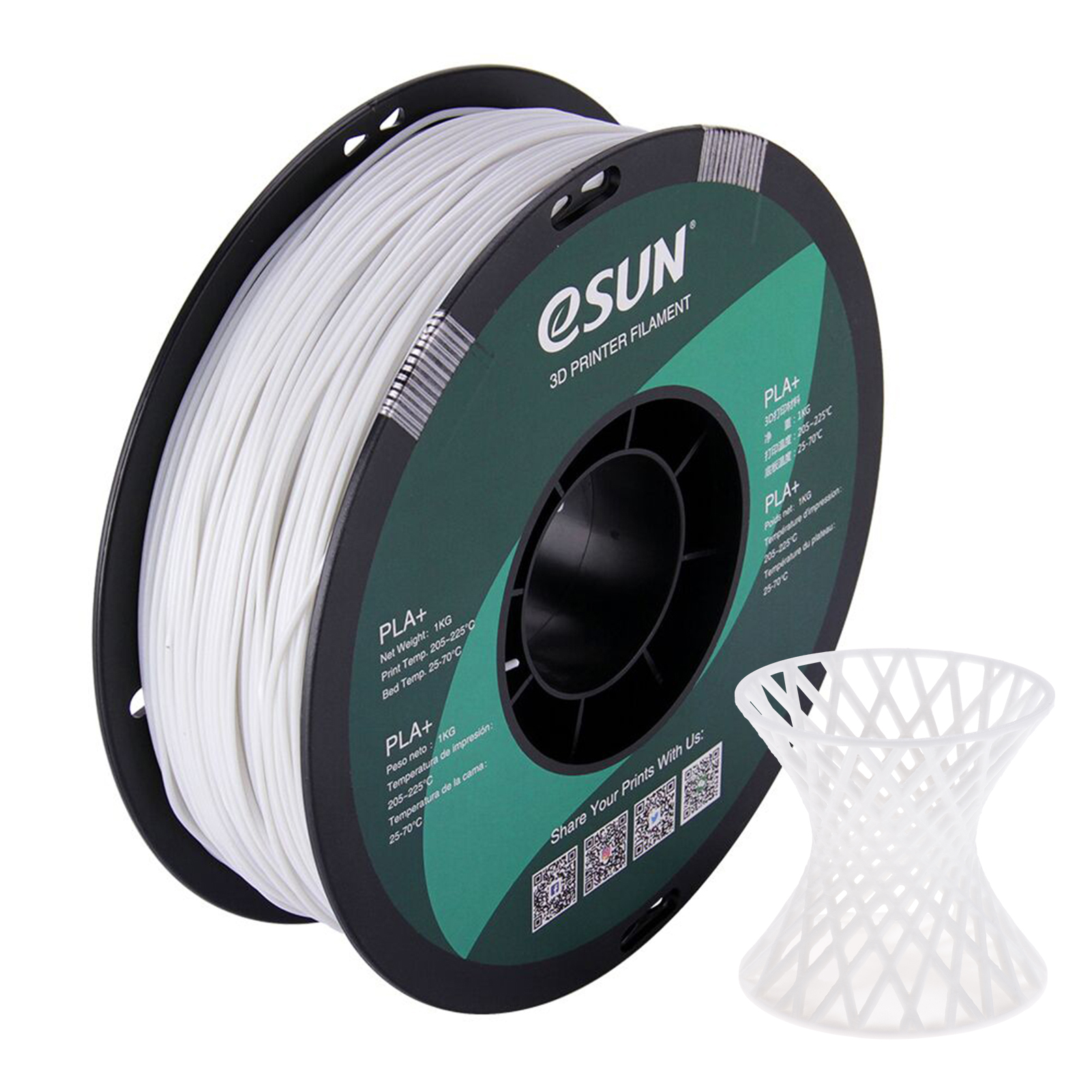Lixada eSun 3D Drucker Filament ,eSun PLA plus - 1,75 mm / 1 kg - Weiß 3D Drucker Filament PLA+