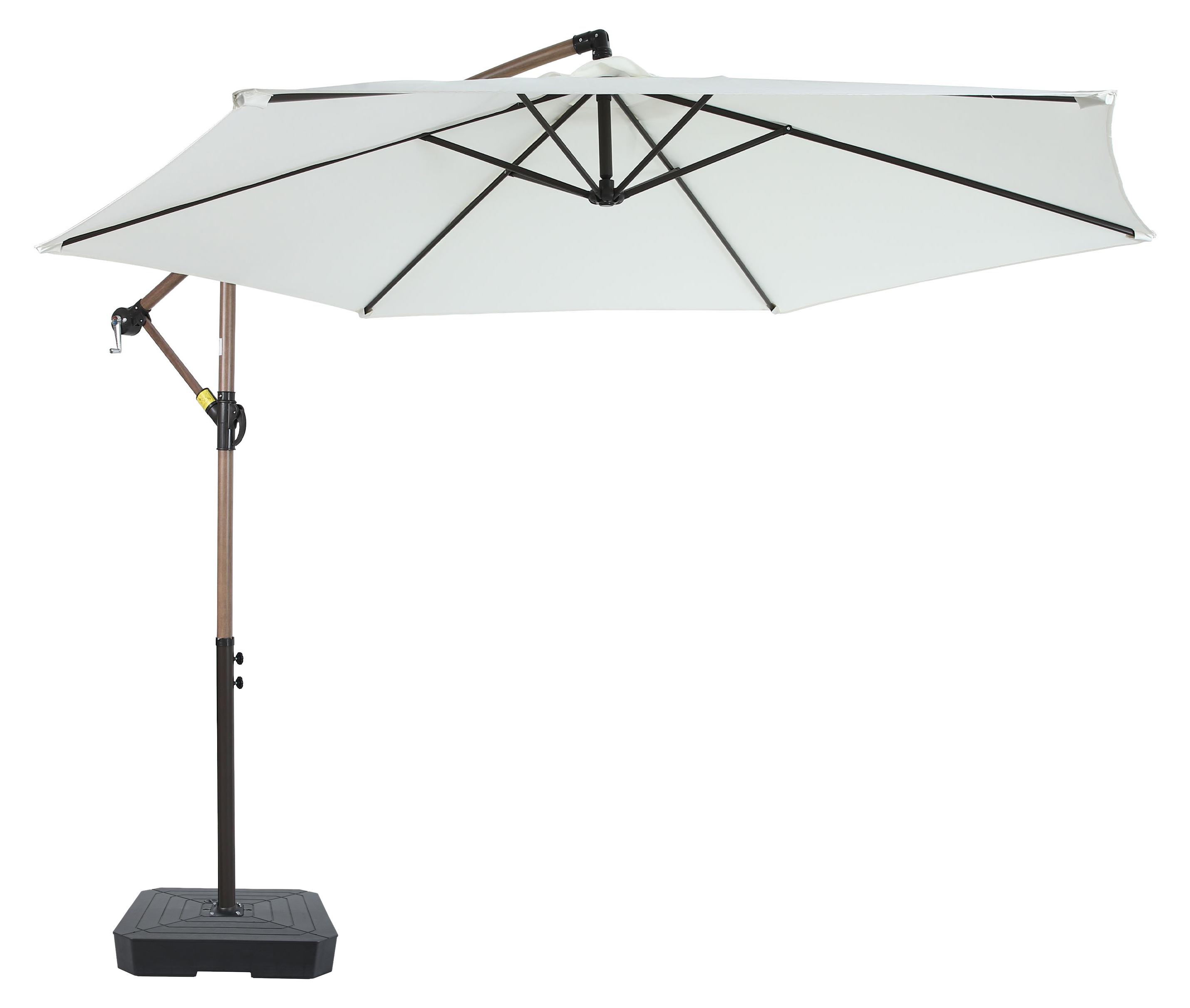 AXI Dion Ampelschirm Rund Ø 300 cm in Eichenoptik/Beige - inkl. Schirmständer | Sonnenschirm für Garten / Terrasse mit Pulverbeschichtetes Gestell | A101.503.42