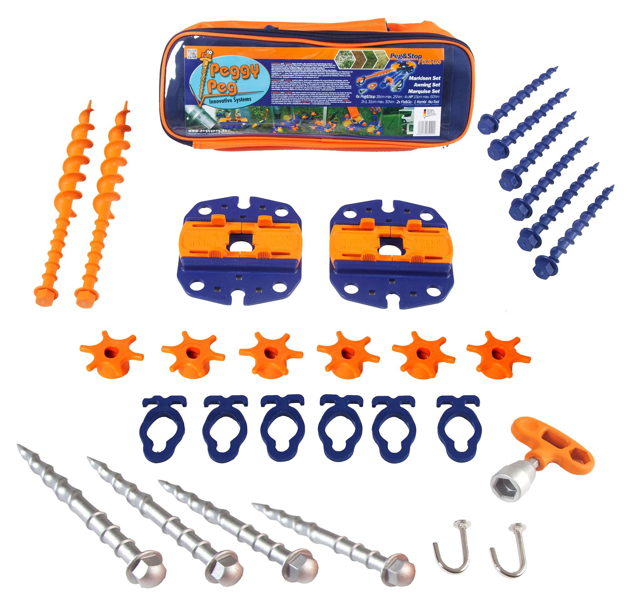 Peggy Peg Markisenset, Fix&Go Ankerplatte 2.0 & Schraubheringe, alle Böden 100268