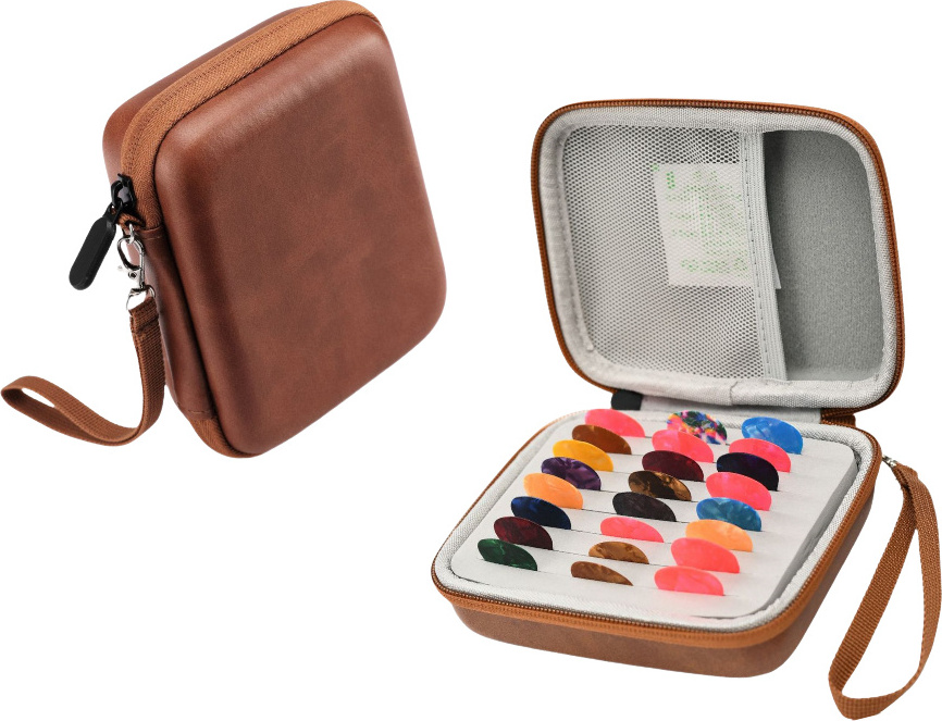 INF Gitarrenplektrierhalter-Etui - Aufbewahrungstasche für Plektren, Kabel und Zubehör Schwarz Nylon 326042