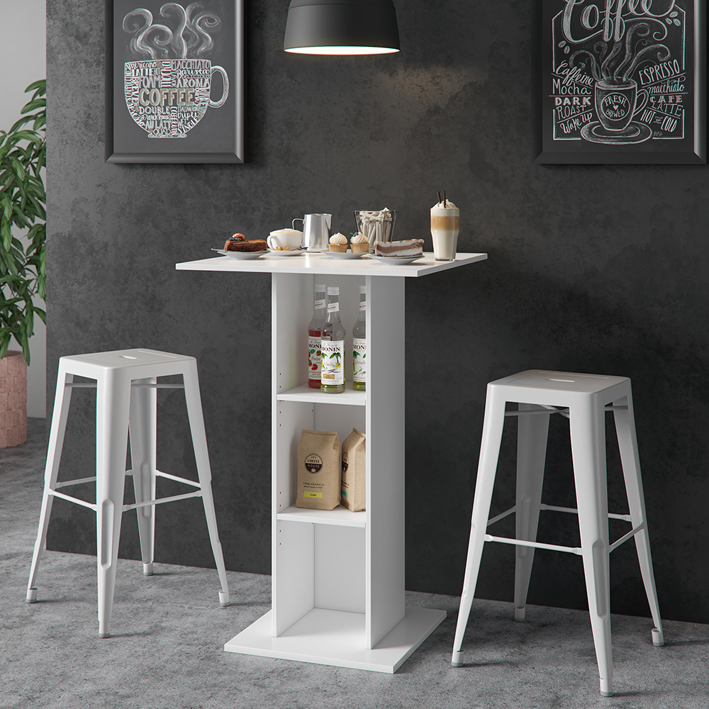 Vicco Tavolo bar alto Rodeo, 70 x 70 cm, Bianco