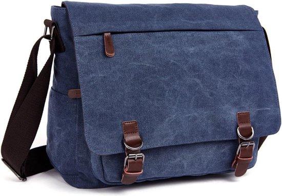 OEM Schul- und Arbeitsrucksack für Männer, 16 Zoll Vintage-Canvas-Tasche, mehrere Fächer - Blau 2026