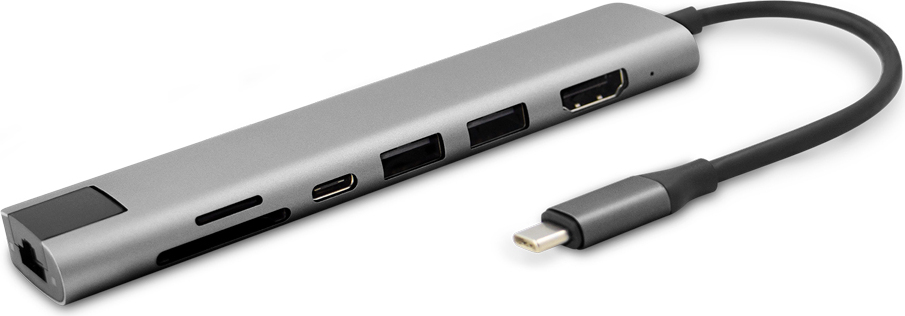 Epico 7in1 Multimedia Hub 8K mit USB-C Anschluss - grau 9915112100071