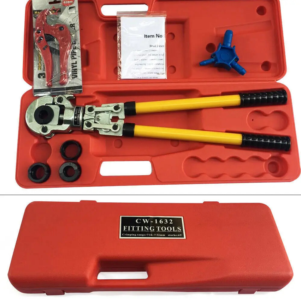 Súprava na lisovanie rúr, ručné lisovacie kliešte, kompletné riešenie na lisovanie, červené