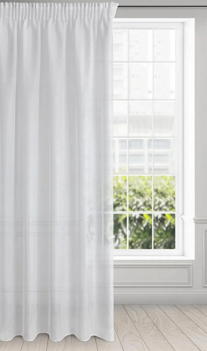 Eurofirany Tenda Rebecca Con Fettuccia Arricciata - 135x250 Cm, Bianco, 100% Poliestere, Leggera E Trasparente Per Decorazione Finestre