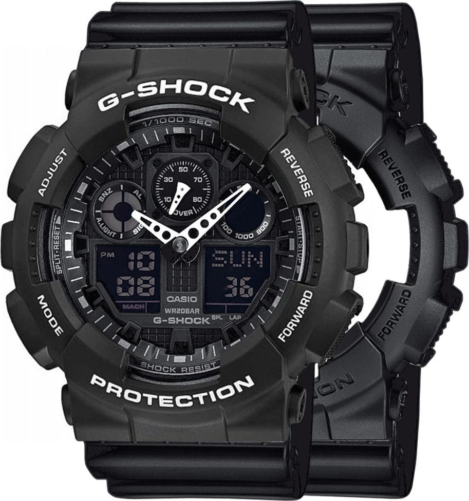 Casio G-Shock SET GA-100-1A1ER hodinky + BEZEL 10508136 + BAND 10347688 20BAR