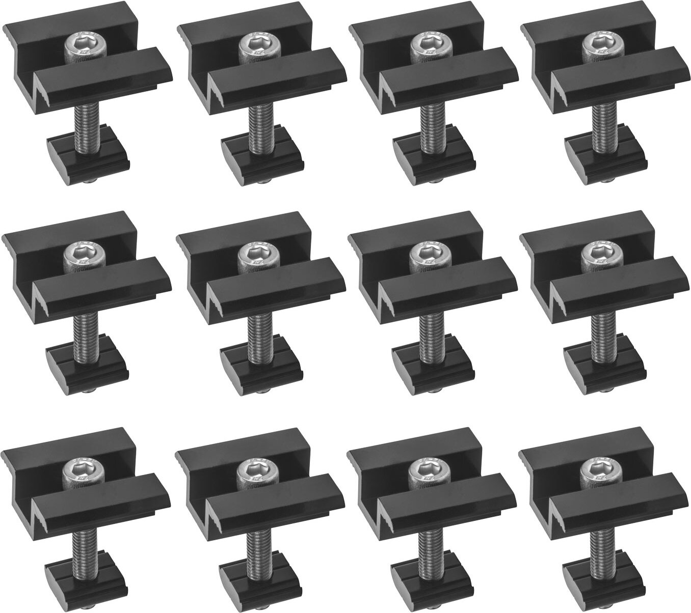 Avoltik 12er Set Solar Photovoltaik ALU Mittelklemme schwarz 35mm f Befestigung Schiene avoltik-3335041012