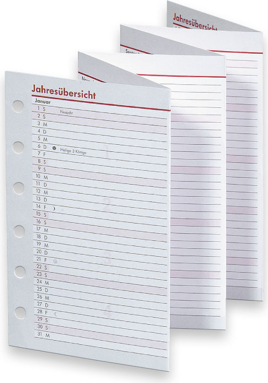 Ersatzeinlage Für Kompakt-Kalender A6 – Komplettes Set Mit Kalenderblättern 2025