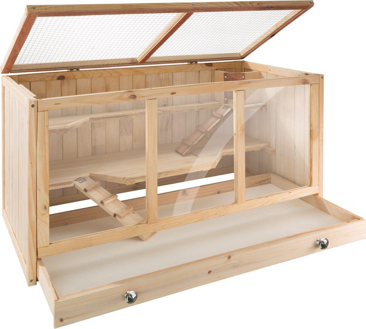OEM Holz-Käfig für Nagetiere - 3 Ebenen - Nagetier - Kaninchen - Hamster - Käfig - Cavia - Ratten - Holz - Schwarz 2026