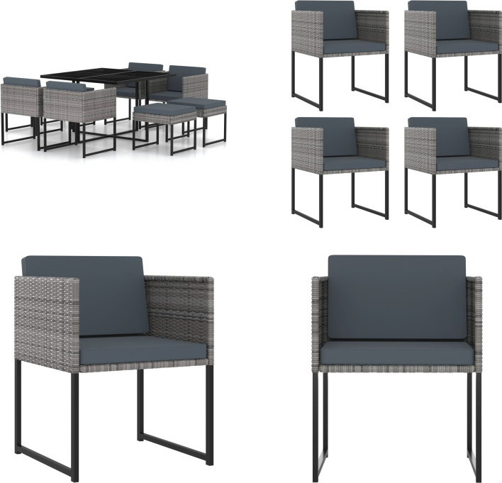vidaXL 9-dielny záhradný jedálenský set s vankúšmi polyratan sivý - Záhradný jedálenský set - Záhradné jedálenské sety - Záhradné sety