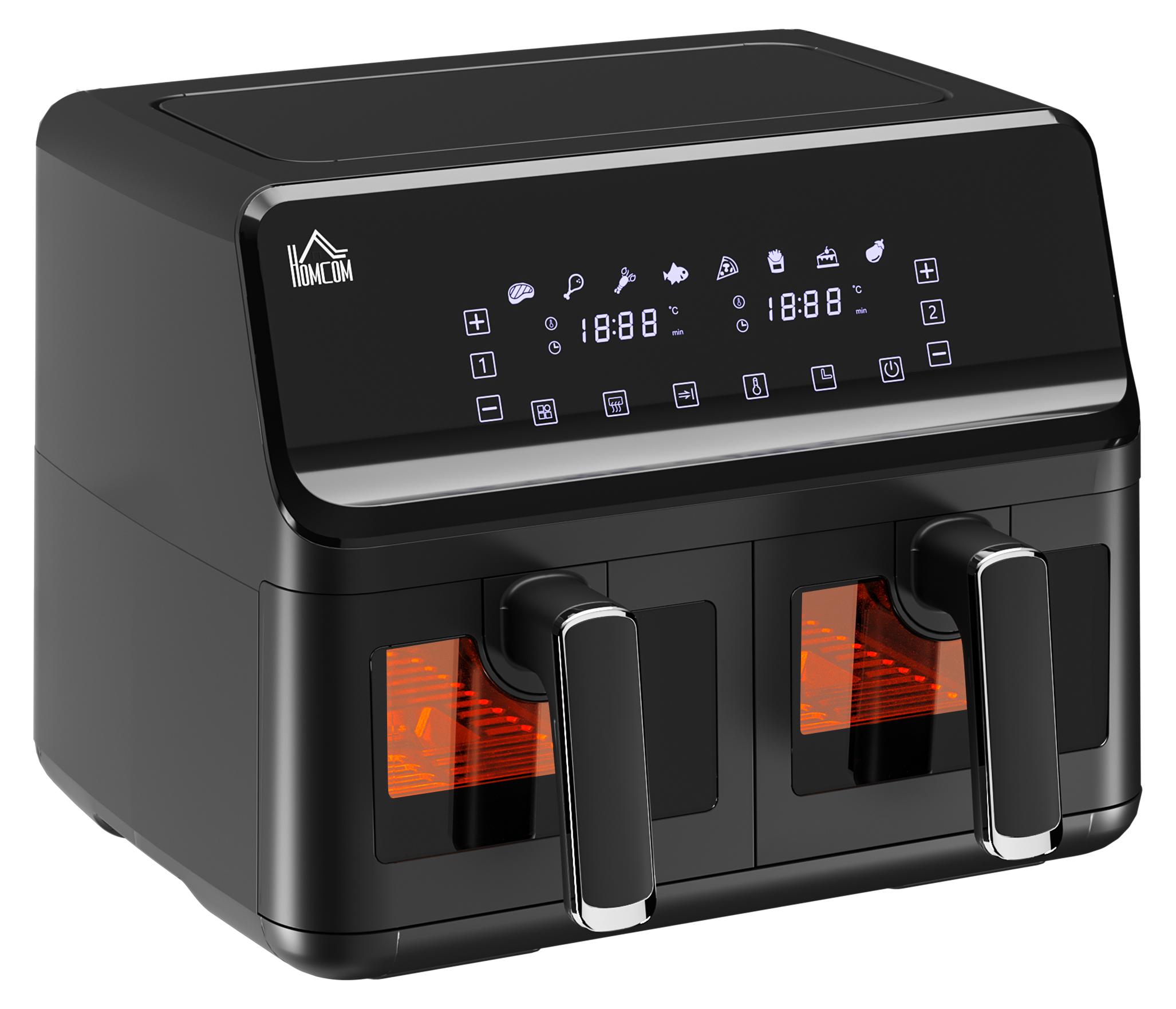 HOMCOM Heißluftfritteuse 8L Airfryer – 1700W, 8 Voreinstellungen, 360° Heißluft, LED-Touch-Display