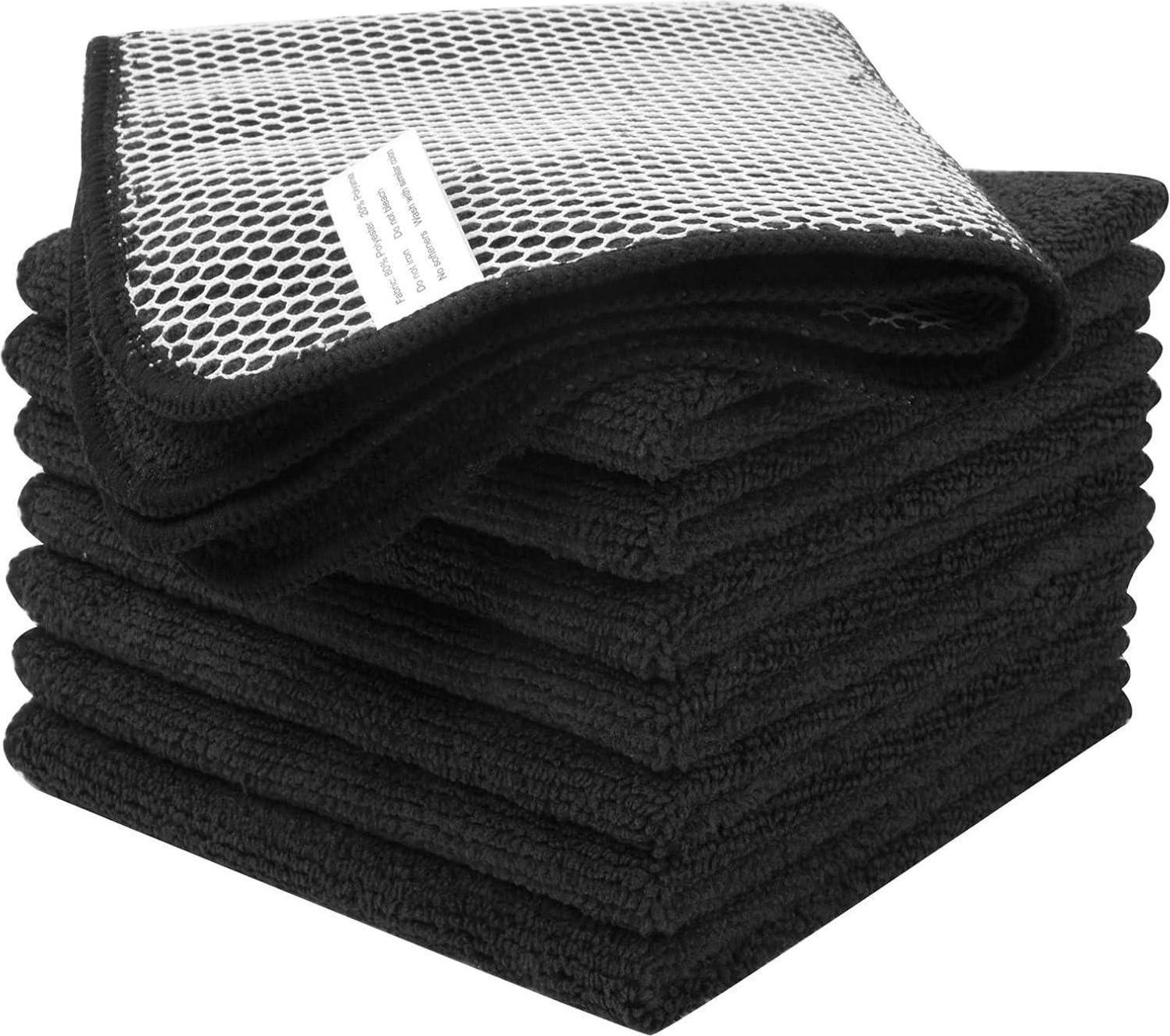 Sonstige VIVOTE Microfaser Spültücher Poly-Mesh-Scheuerseite 8er Pack 30x30cm Schwarz