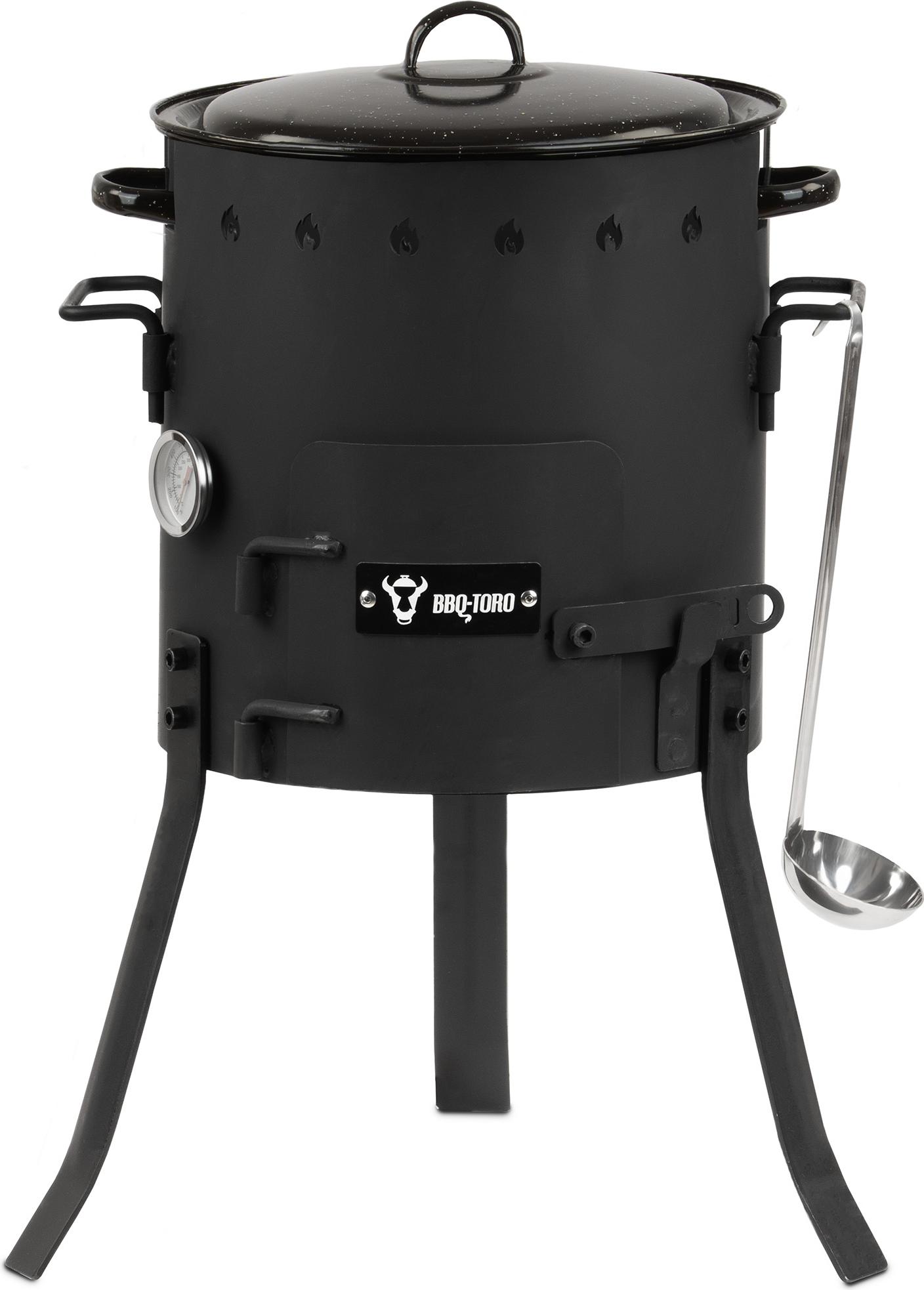 BBQ-Toro Eintopfofen Outdoor Ø 29 cm, Gulaschkanone mit Topf, Grillrost und Suppenkelle, Kochofen