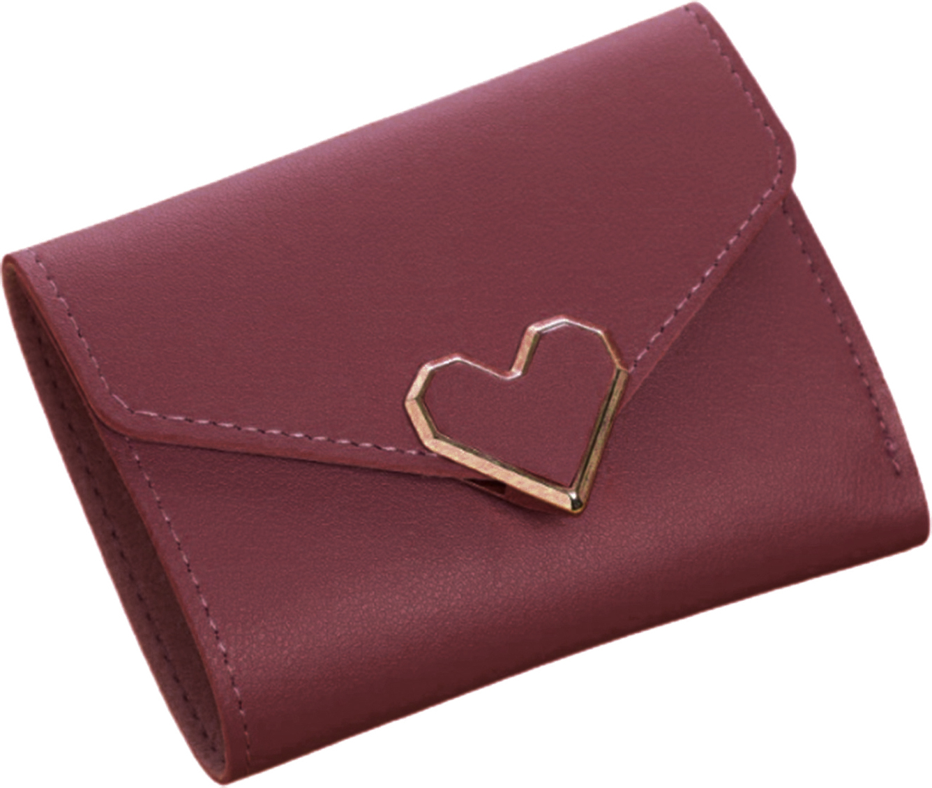 Bremen Clutch, Multifunktionstasche, dreifach gefaltet, Knopfverschluss, kurze, feine Nähte, Aufbewahrung, Kunstleder, herzförmig, süße kleine Damen-Geldbörse, Damen-Accessoire 3727691