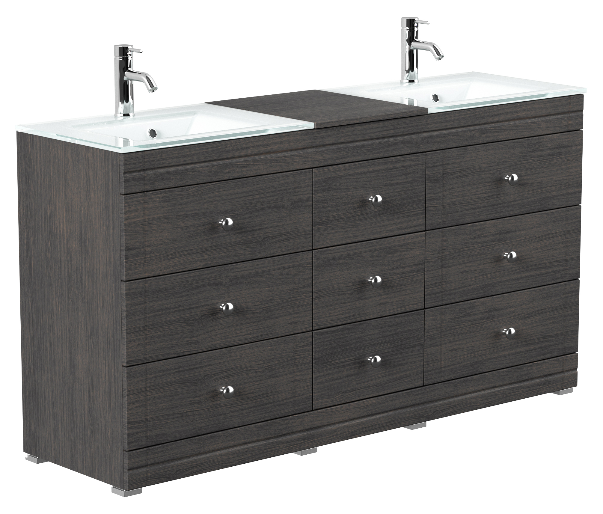 Stand Doppel Badmöbel Vitro Klassik inkl. Glasbecken anthrazit gemasert : Anthrazit gemasert Varianten: Anthrazit gemasert