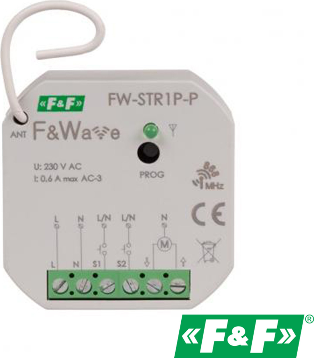 F&F | Funk-Rollladensteuerung FW-STR1P-P - 100–265 V - Flexibel - Einfache Installation FW-STR1D-P