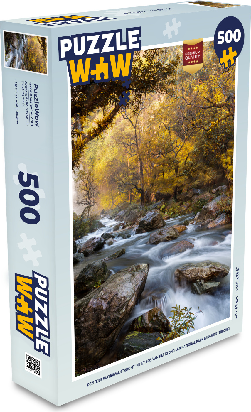 MuchoWow® Puzzle 500 Teile Der steile Wasserfall fließt im Wald des Klong-Lan-Nationalparks an Felsblöcken - Denken - Spiel - Toy 137|3745787