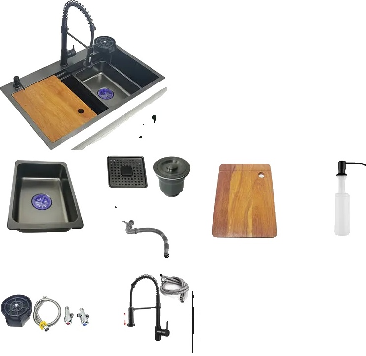 Nano Küchenspüle, Edelstahl, mehrere Größenoptionen, 68x46cm B