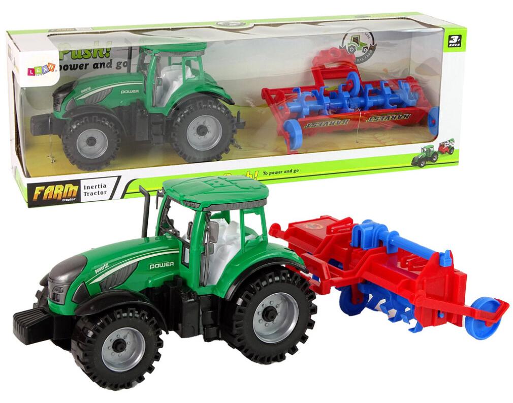 Lean Toys Traktor mit Pflug Friktionsantrieb Rot LTY-14843-uniw