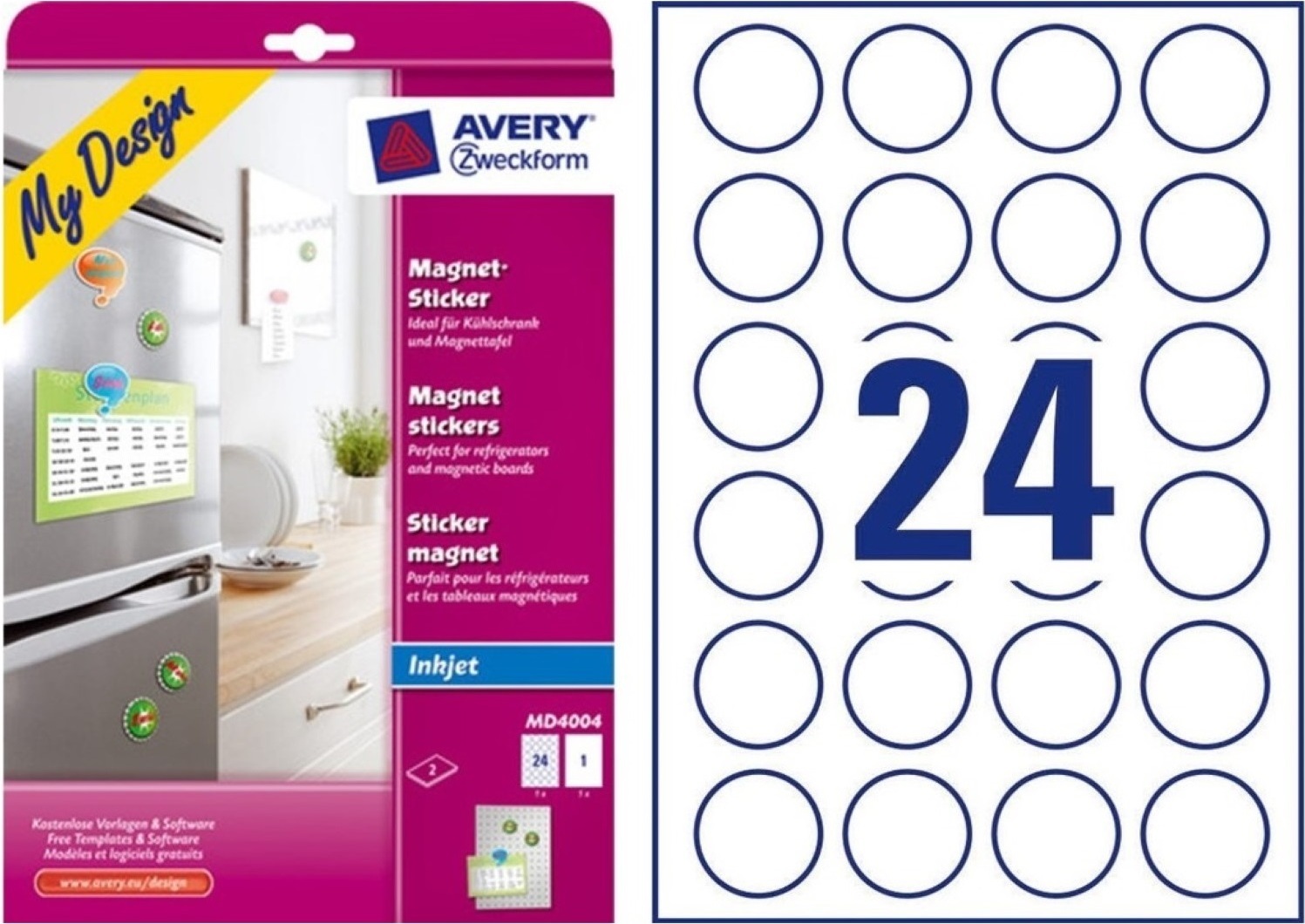 Avery Zweckform My Design Magnet Sticker bedruckbar 25x Stück MD4004