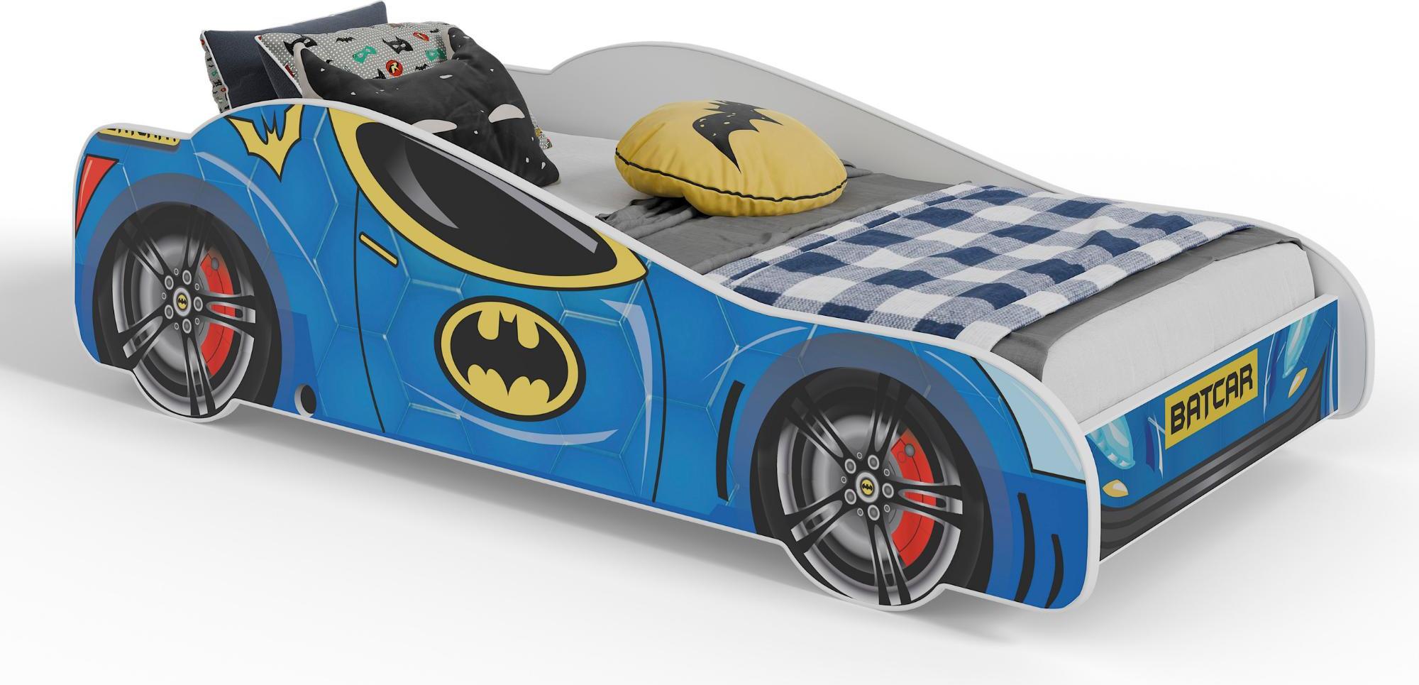 Bett + Matratze - Rennwagen Batcar Blau 160 x 80 cm