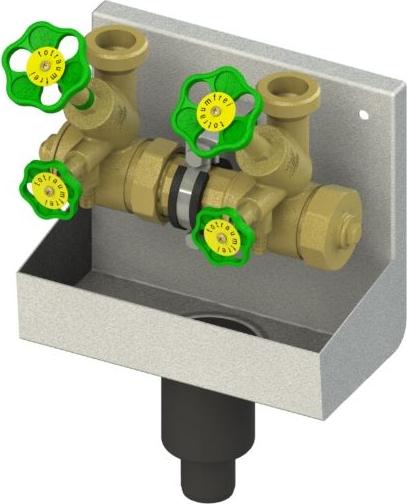 Js Atv-Station, Steigende Spindel 2-Fach,Dn25,Eing.1 1/2,Ob.a.1 1/2