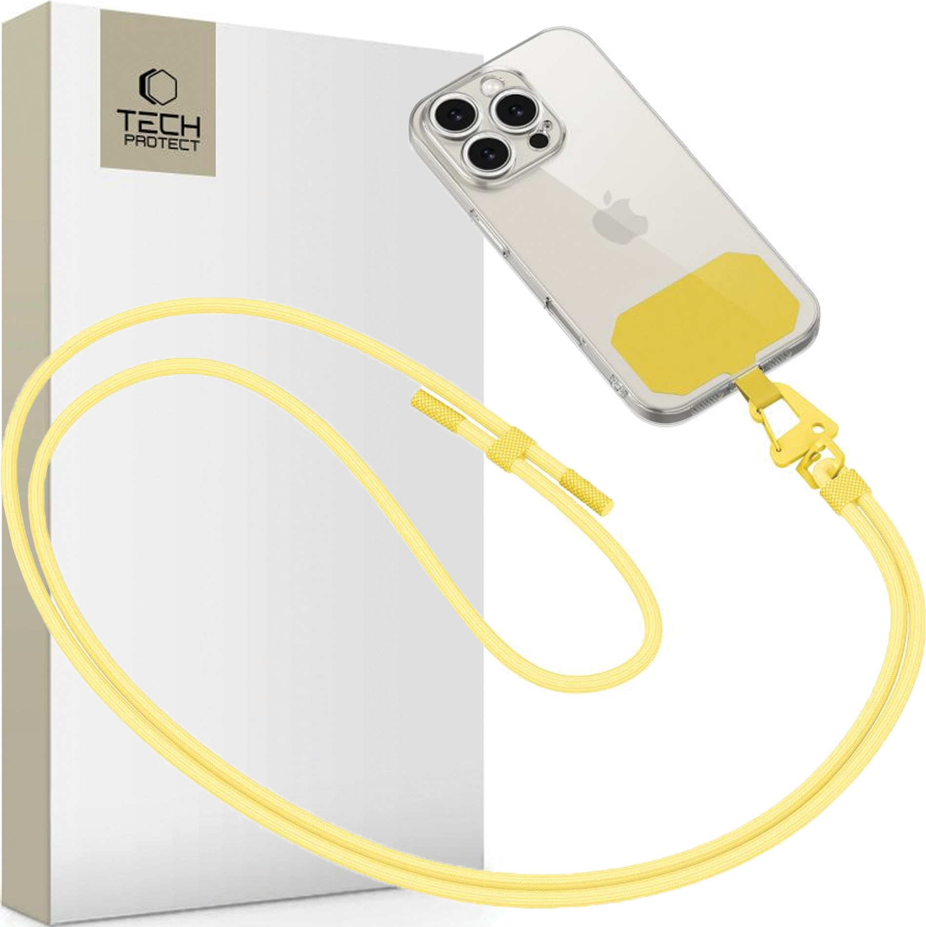 Tech-Protect Universal Handykette / Handyschnur mit transparentem patch / Handyhalter, gelb C5S