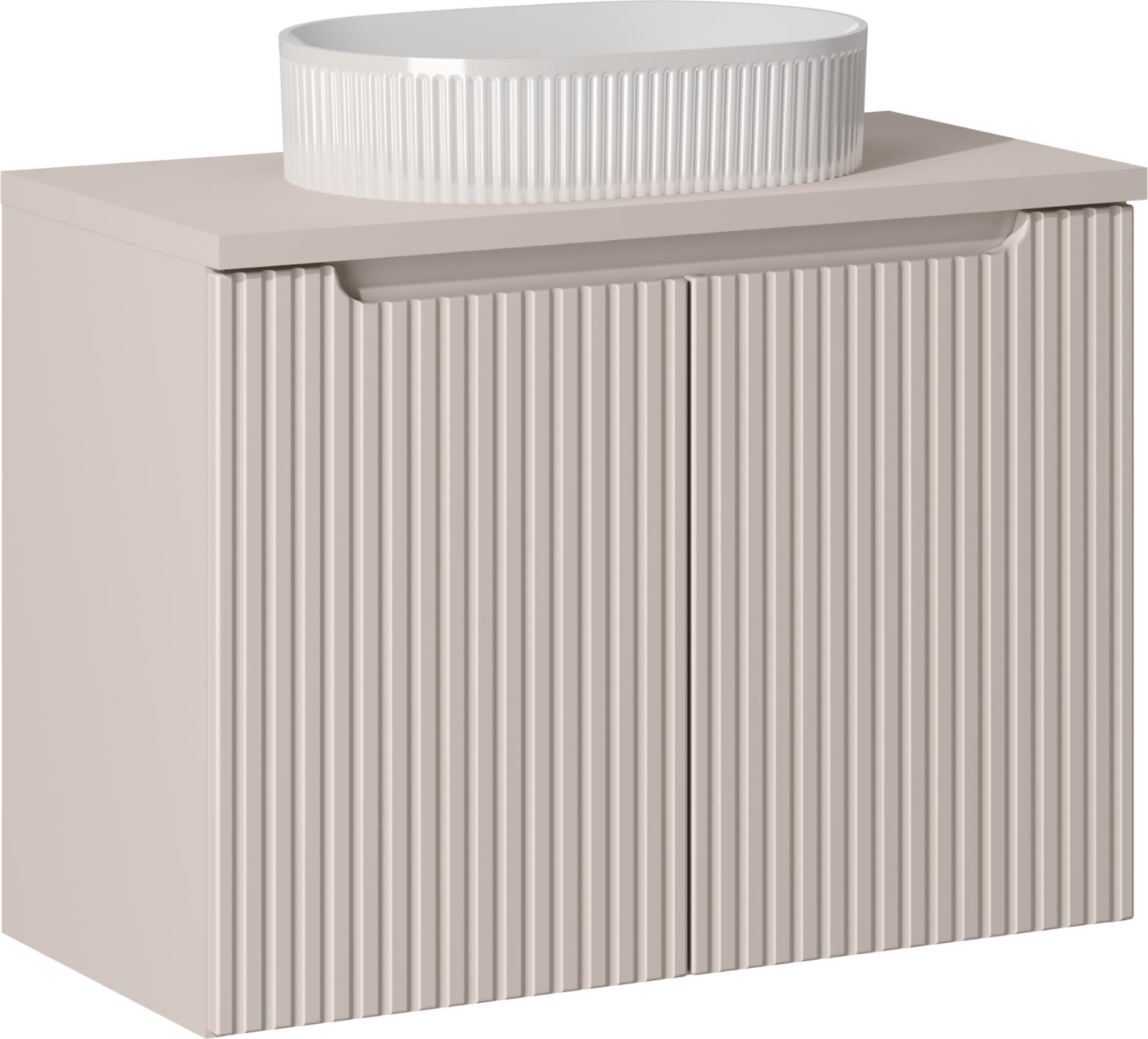 Badezimmerschrank Mit Arbeitsplatte 80 Cm Kaschmir-Arbeitsplatte Waschbecken Geriffelt