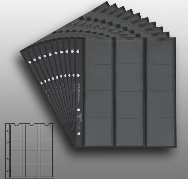 10 Feuilles De Stock Prophila Recto-Verso - 6 Poches Par Face - Format A4 - Pour Tampons Jusqu'à 40mm