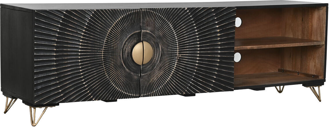 TV-Möbel Home ESPRIT Schwarz Metall Mango-Holz 160 x 40 x 50 cm METI_MB214237