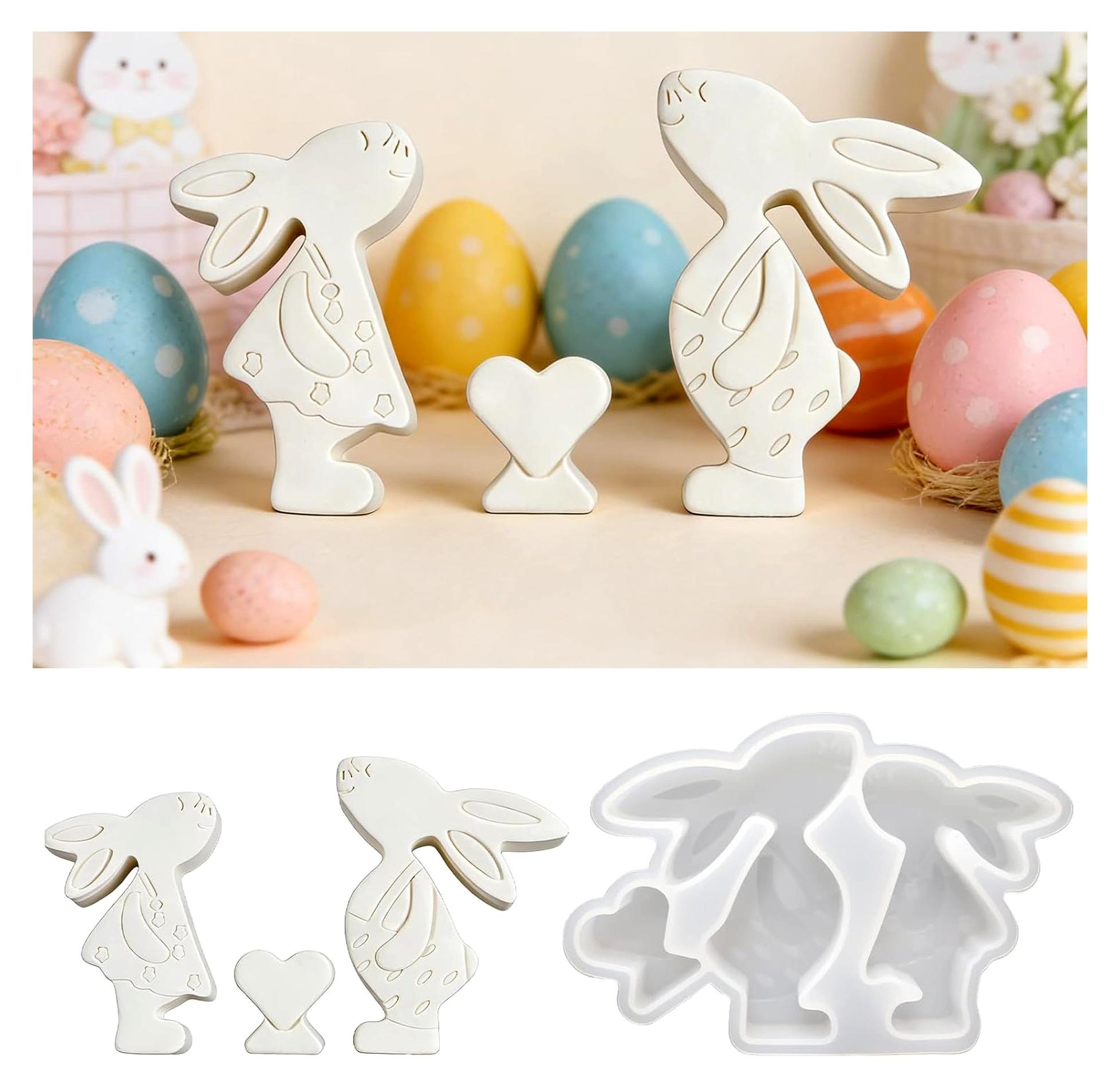 Markenlos Silikonformen für Ostern, DIY Silikonform Hase, Gießformen für Ostern, Gipsformen für Osterhasen, Dekorationen und Kunsthandwerk