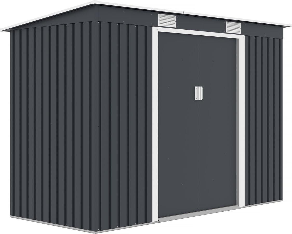 Gerätehaus aus Metall mit abfallendem Dach "Austin" - 3,14 m² - Grau