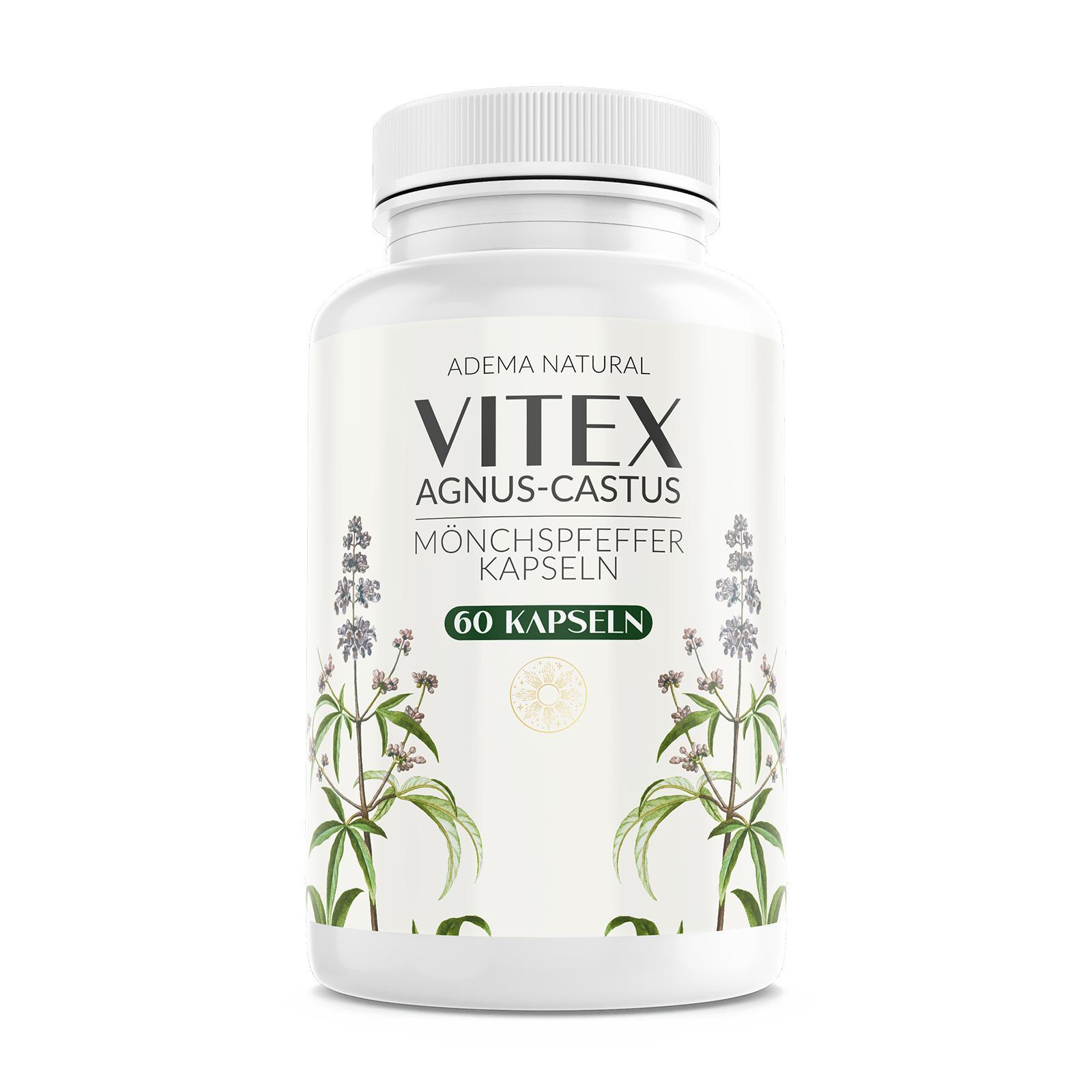 Adema Natural® Mönchspfeffer Kapseln – bei PMS, Wechseljahre – Zyklus stabilisieren – Vitex Agnus Castus – hormonelle Gleichgewicht – für Frauen