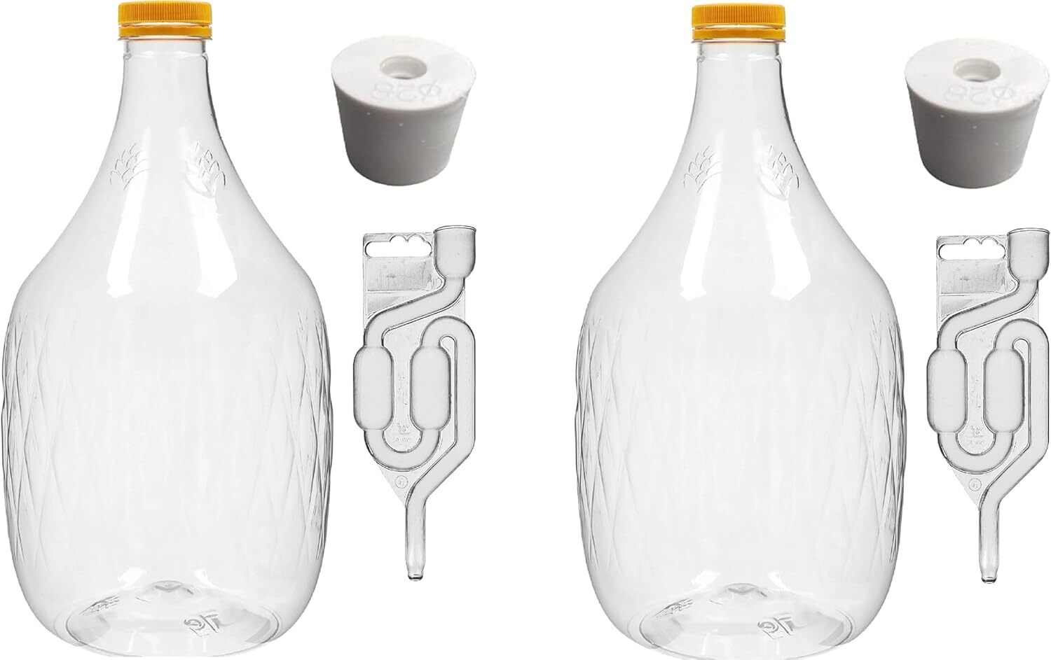 lilawelt24 2X 5L Weinflasche Weinballon aus Kunstoff + Gummistopfen +Gährröhrchen - GÄRBALLONGÄRBALLON Ballonflasche Gallone Leere Flasche zum Befüllen
