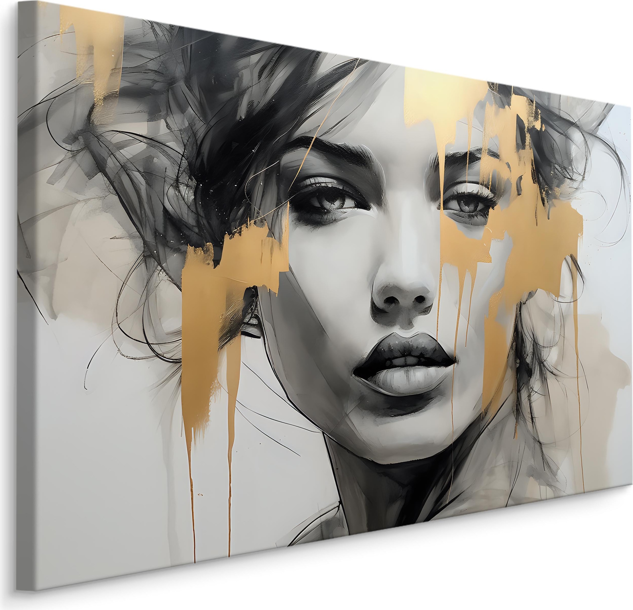 Tableau Abstrait Visage De Femme Sur Toile - Peinture Murale Moderne - Personnalisable - Neuf