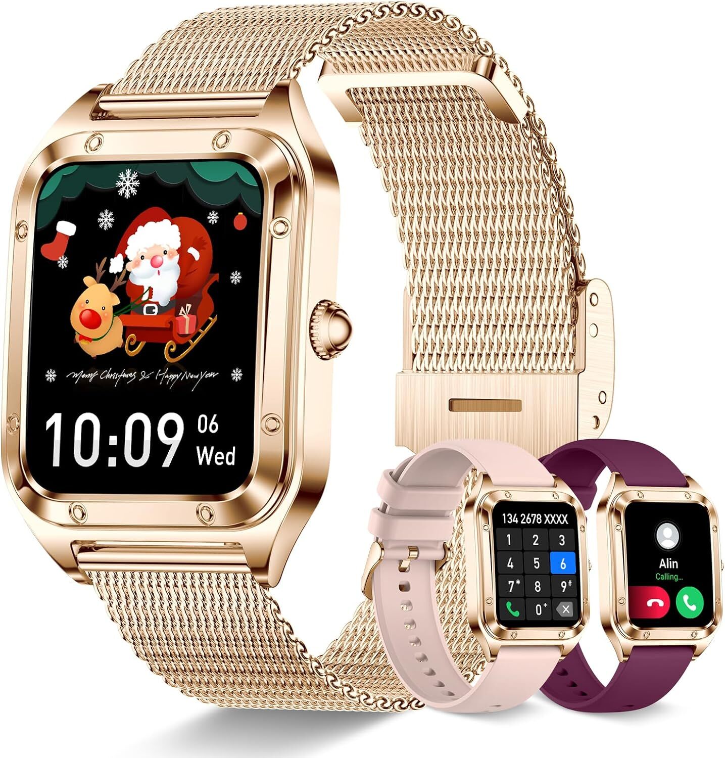 Inteligentné hodinky pre ženy, fitness tracker hodinky s krvným tlakom, monitor spánku, počítadlo kalórií, smart hodinky s Bluetooth volaním, kompatibilné s iOS a Android