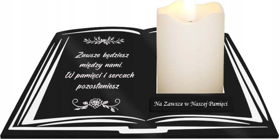 Plexido LED-Fackelkerzenfigur mit einem Satzbuch für das Grabmal Allerheiligen