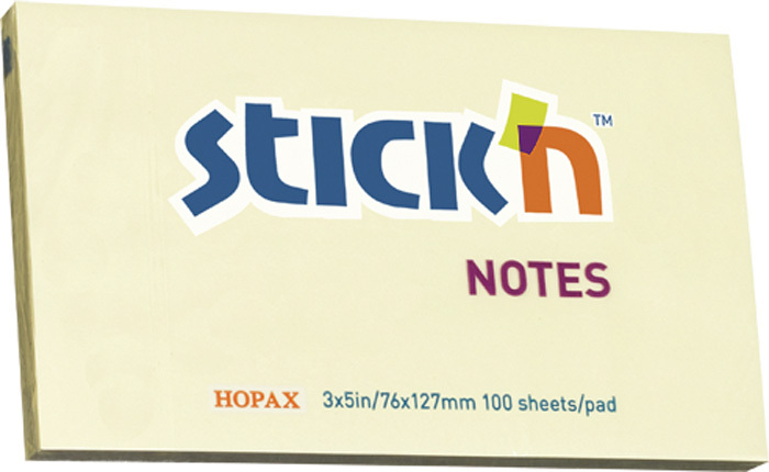 Stick n Bloek samolepicí Stick'n Hopax, 76x127 mm, lutý, 100 lístk