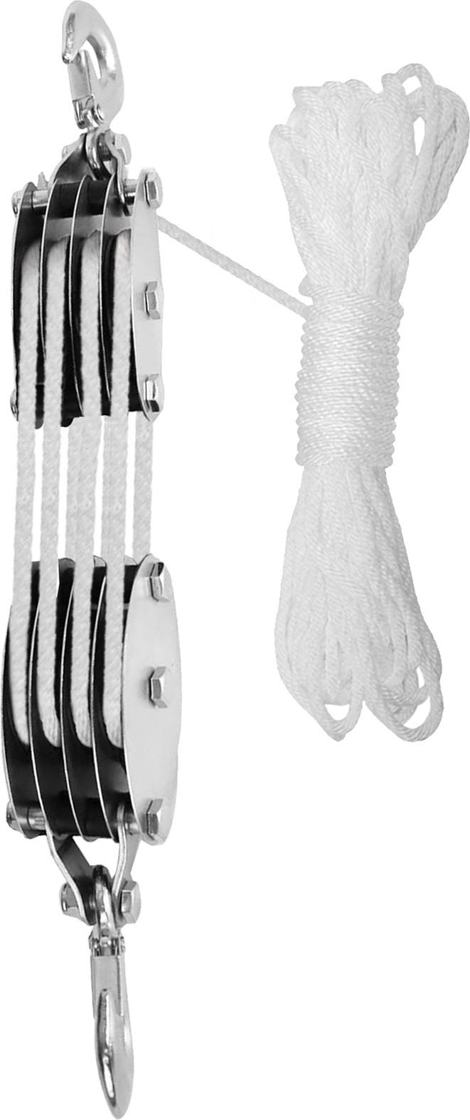 KKmoon Pulley System Block and Tackle Rope Pulley Stahlrad mit Lager für Camping Jagd Bootfahren Heben DIY 4 Rad 20m Stahlrad Lager weiß K_1011250310114_251224_25275