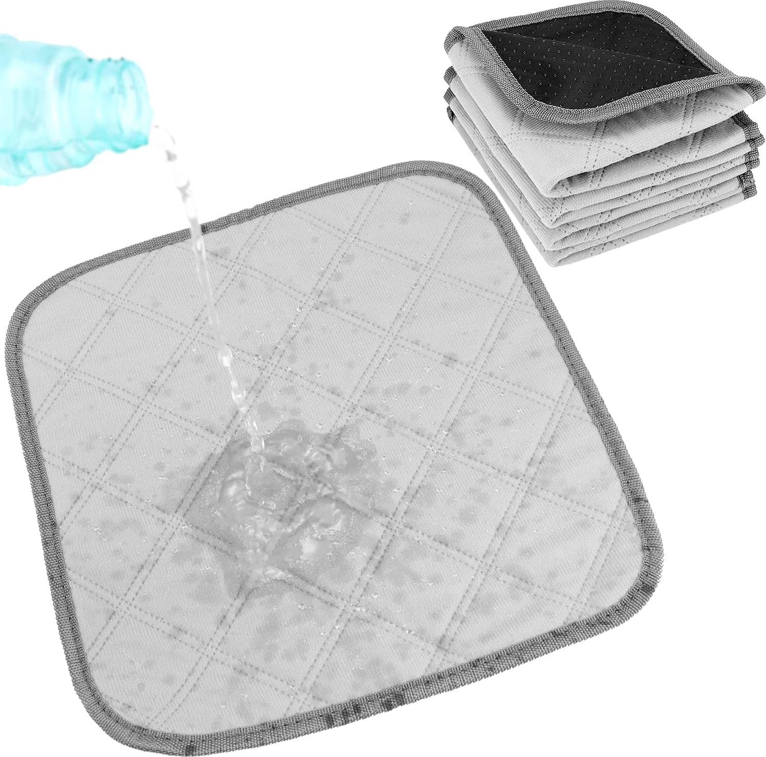 Markenlos Set von 4 Meerschweinchen-Plasmatjes 30 x 30 cm - Schnelltrocknend und Rutschfest - Grau