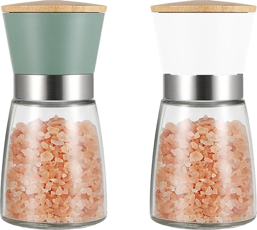 JedBesetzt Salz- und Pfeffermühlen, nachfüllbares Pfeffermühlen-Set, Keramikkern, einstellbare Grobheit K-XMM-250616-229