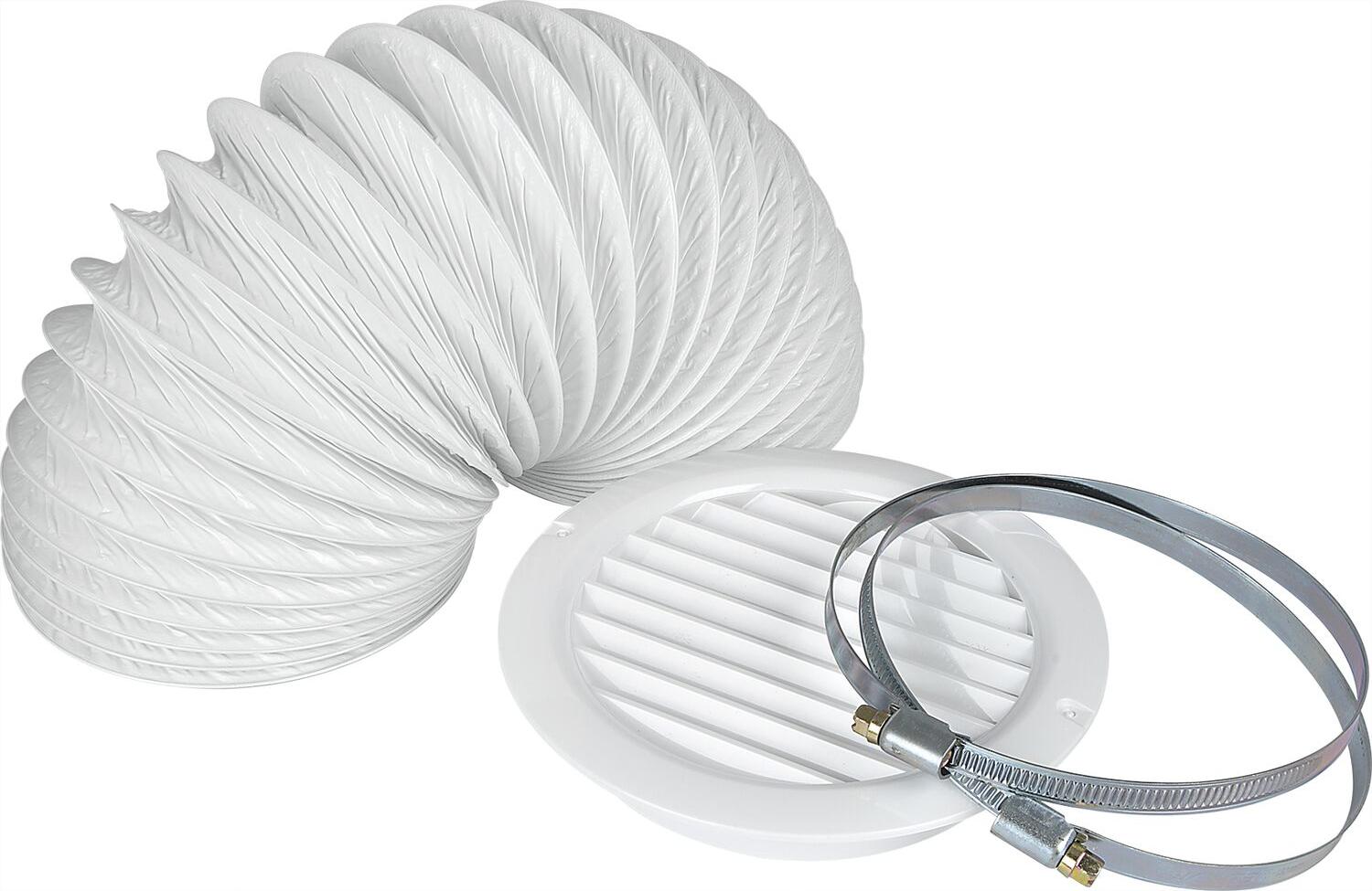 NoBrand Umluft-Set 125 ohne Kohlefilter, Umluftset, Umluftgitter mit Insektenschutz, Flex Schlauch 1 m, 2 Schlauchklemmen, ø 125 mm UMLUFTSET 125 SOLIDO