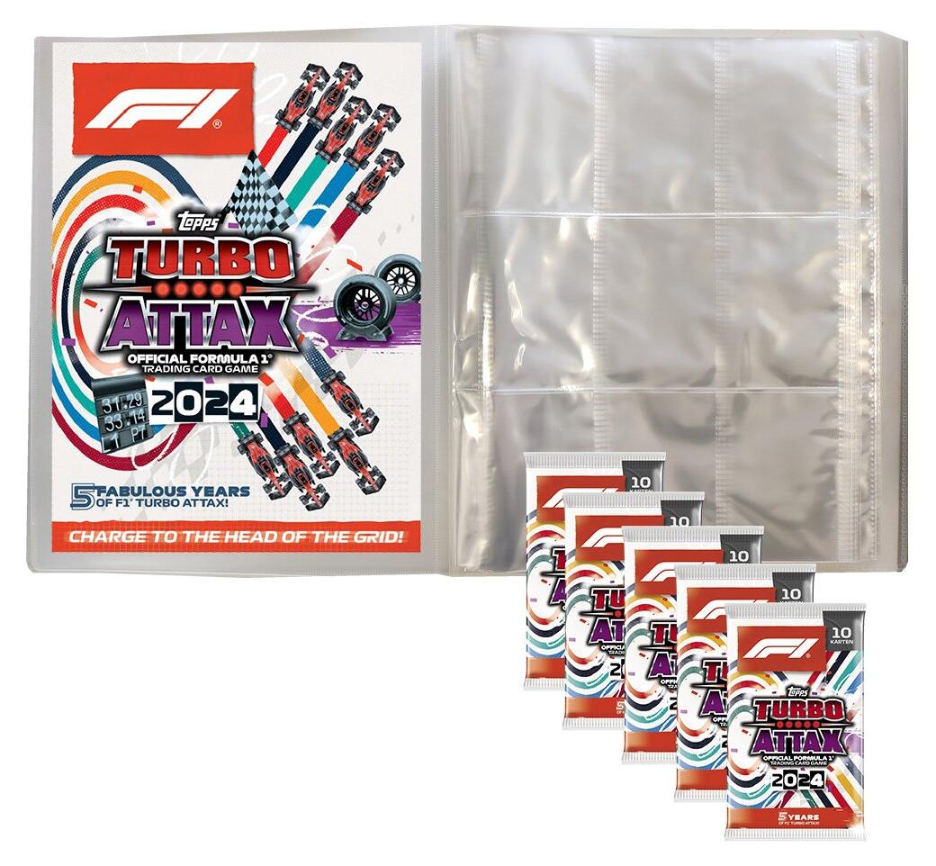 Topps - Turbo Attax Formel 1 2024 - 1 Leere Sammelmappe + 5 Booster