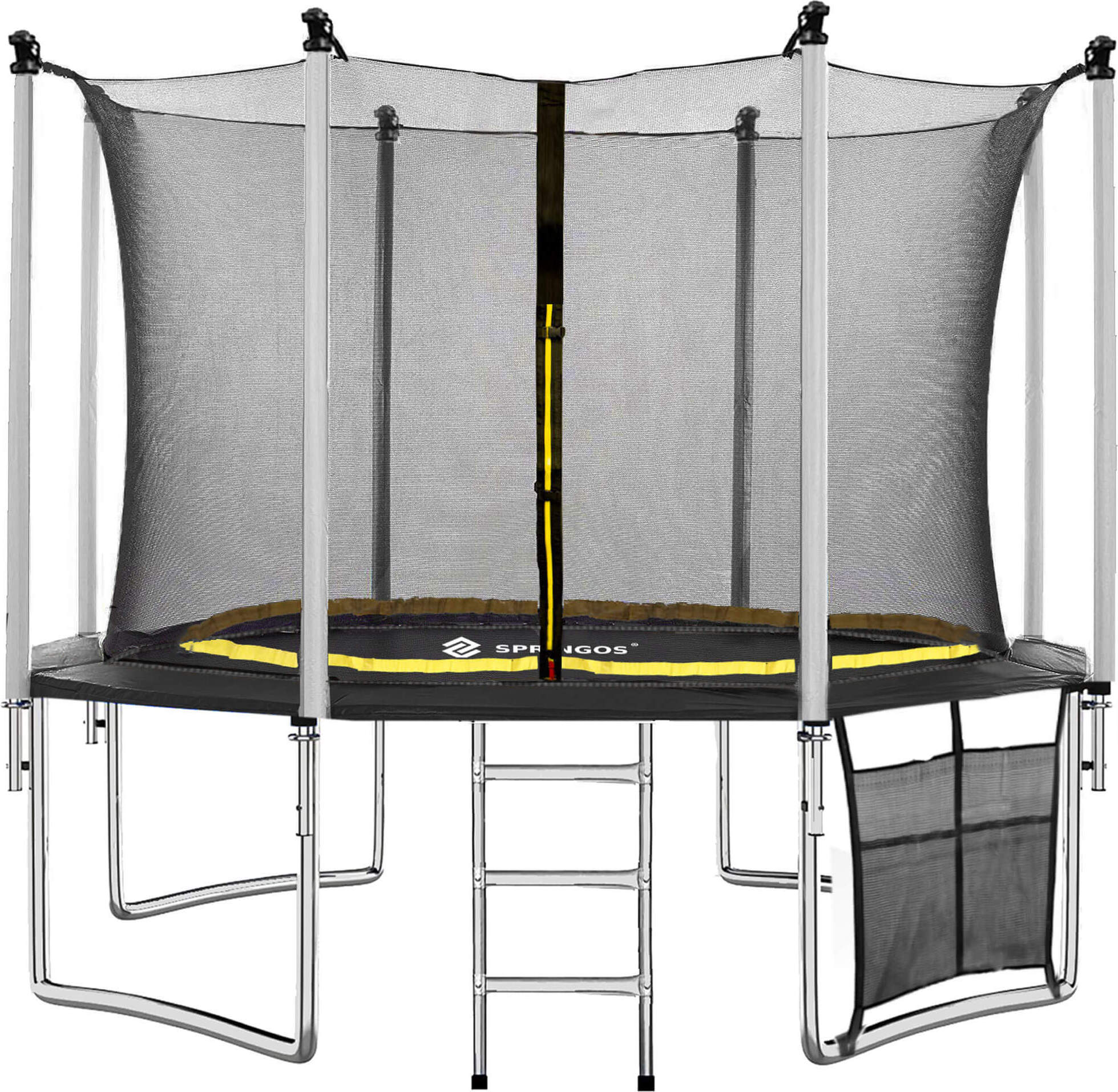 Záhradná trampolína s vnútornou sieťou 365 cm 8 stĺpikov Kompletná súprava s rohožou na skákanie Ochranný kryt Rebríkové stĺpiky Pružiny