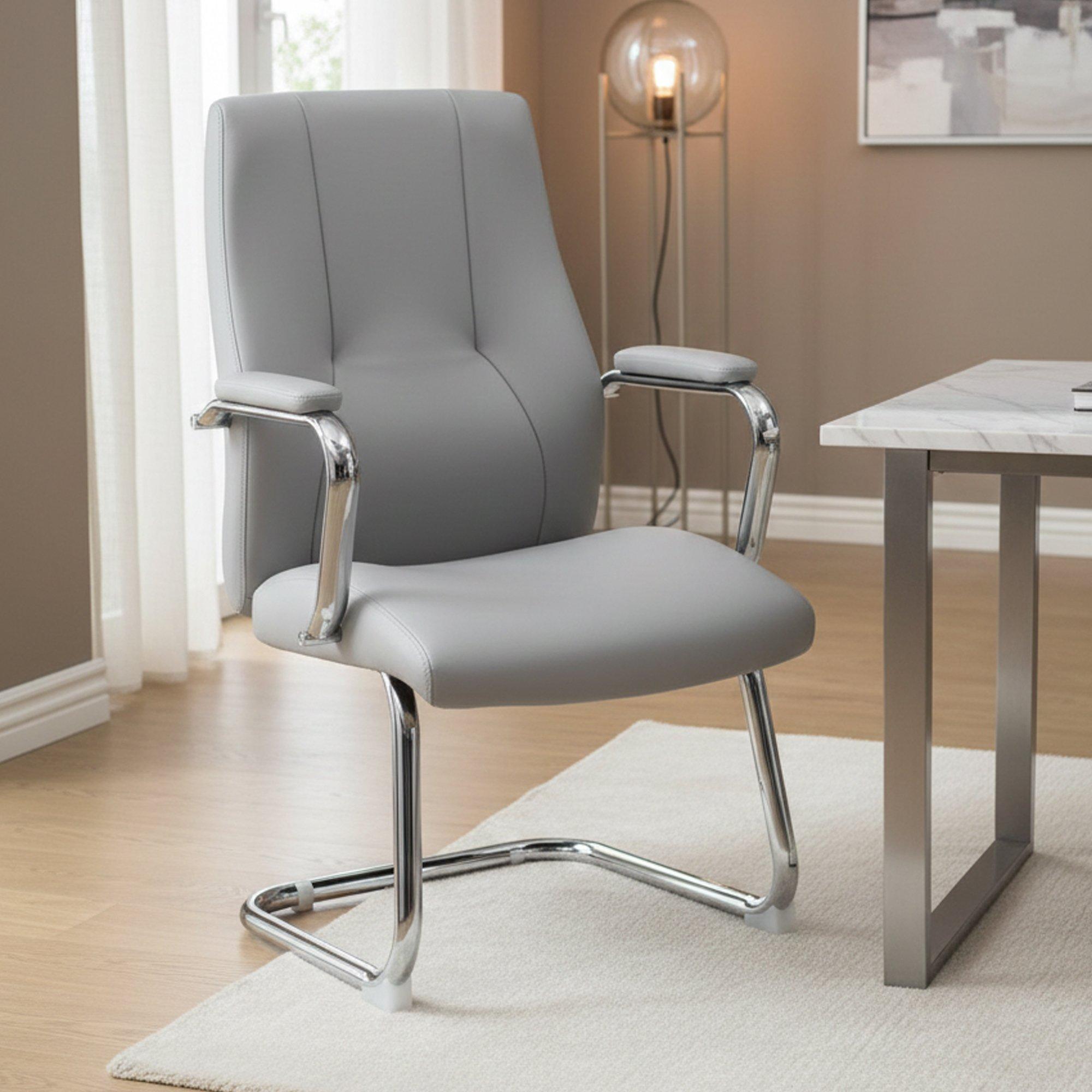 Dmora Bürostuhl Dmoncin, Wartezimmerstühle mit Armlehnen, Ergonomischer Wartezimmerstuhl, 61x58h101 cm, Grau