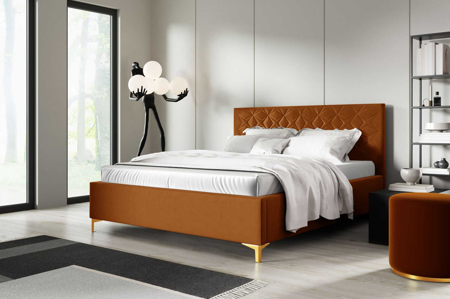 Čalúnená posteľ 120x200 ODETA 2 - oranžová